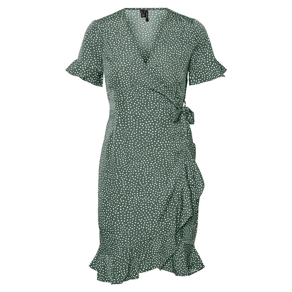

Короткое платье Vero Moda Henna 2/4 Wrap Frill, зеленый