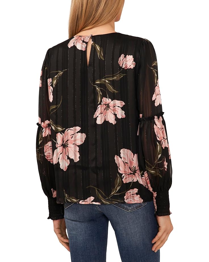 блуза dkny long sleeve ruffle neck blouse черный Блуза CeCe Long Sleeve Smocked Cuff Ruffle Blouse, цвет Rich Black