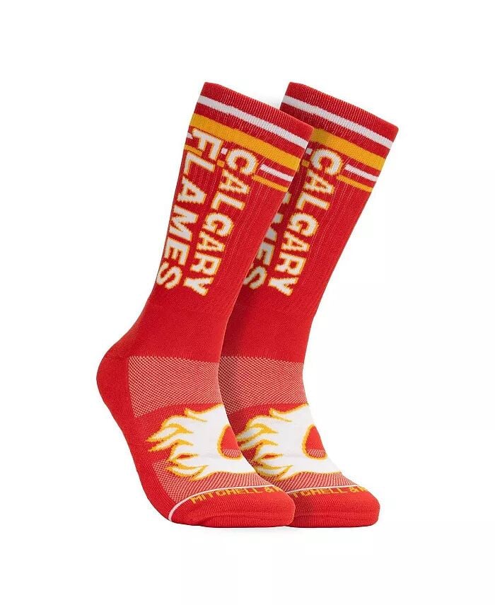 

Мужские красные носки Calgary Flames Power Play Crew Mitchell & Ness, красный