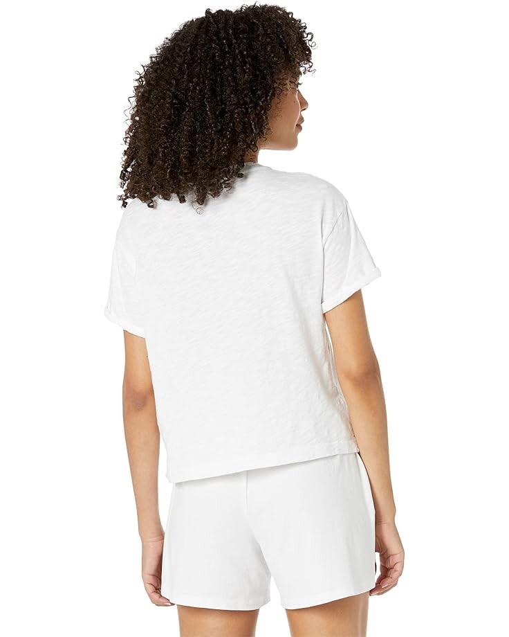 

Футболка bobi Los Angeles Slubbed Jersey Rolled Sleeve Cropped Tee, белый
