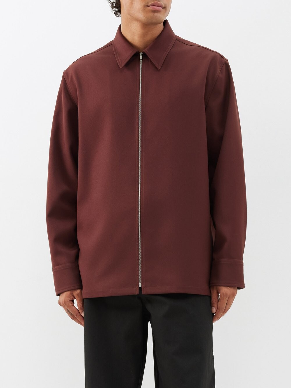 

Рубашка из габардина на молнии Jil Sander, коричневый