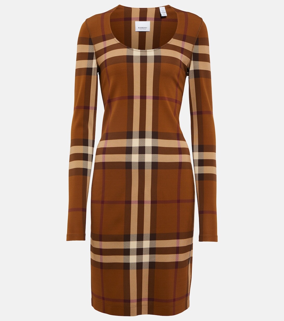 

Трикотажное мини-платье в клетку Vintage Check BURBERRY, коричневый