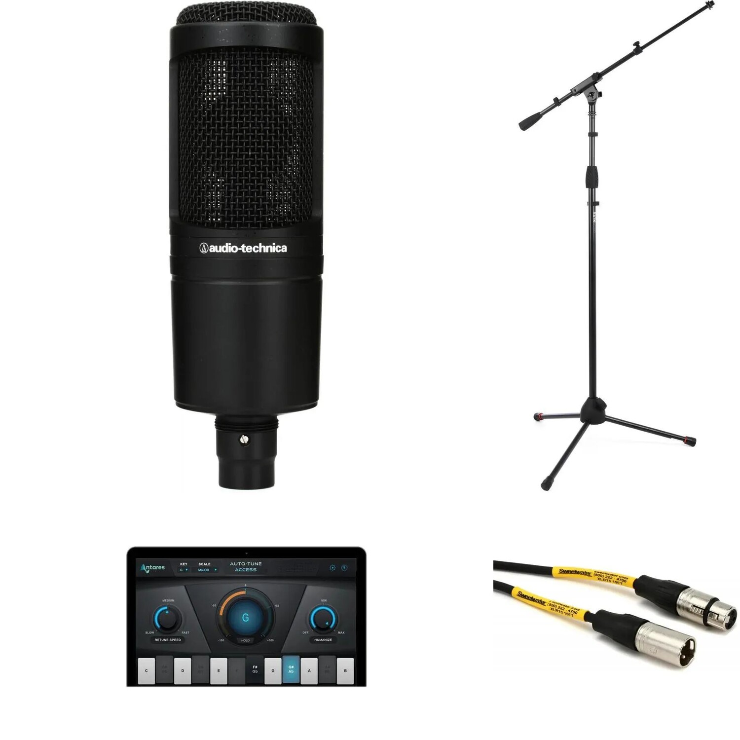 

Audio-Technica AT2020 Кардиоидный конденсаторный микрофон со средней диафрагмой и комплектом AutoTune Essentials