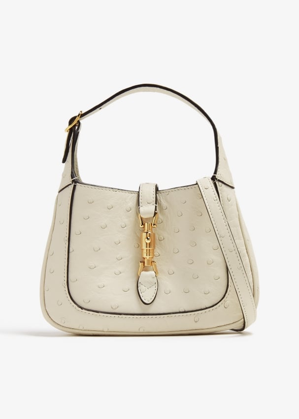 Сумка через плечо Gucci Jackie 1961 Ostrich Mini, белый