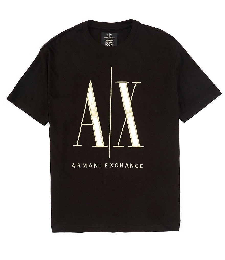 

Футболка с коротким рукавом и логотипом Armani Exchange Metallc Icon, черный