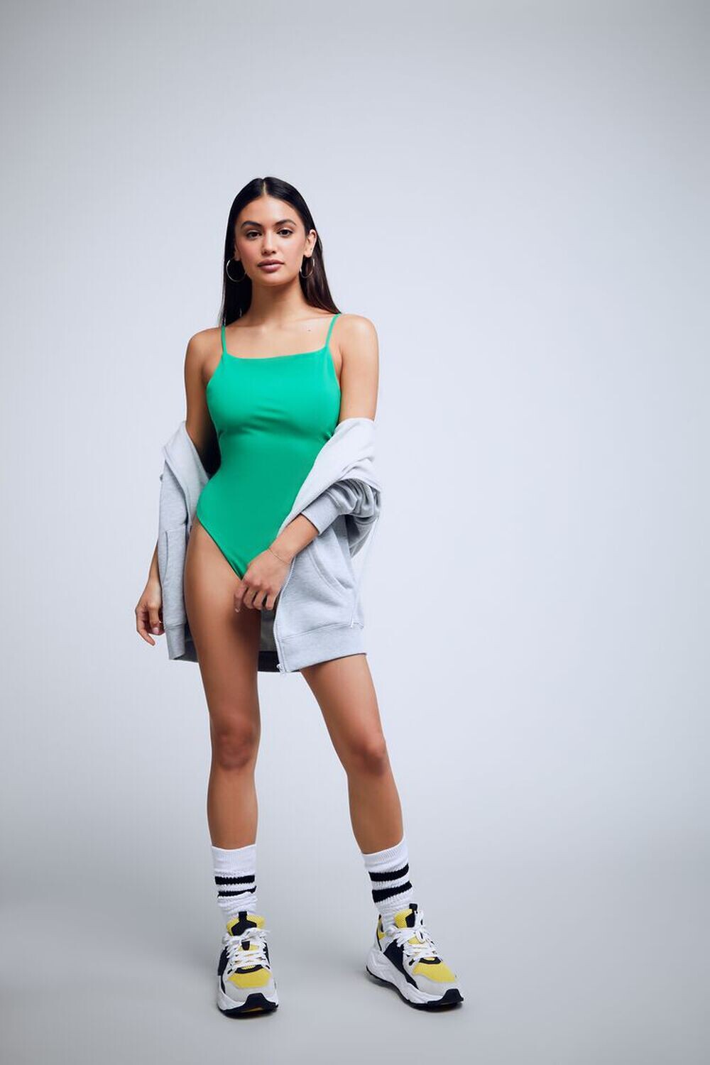 

Боди на бретельках Contour Forever 21, зеленый