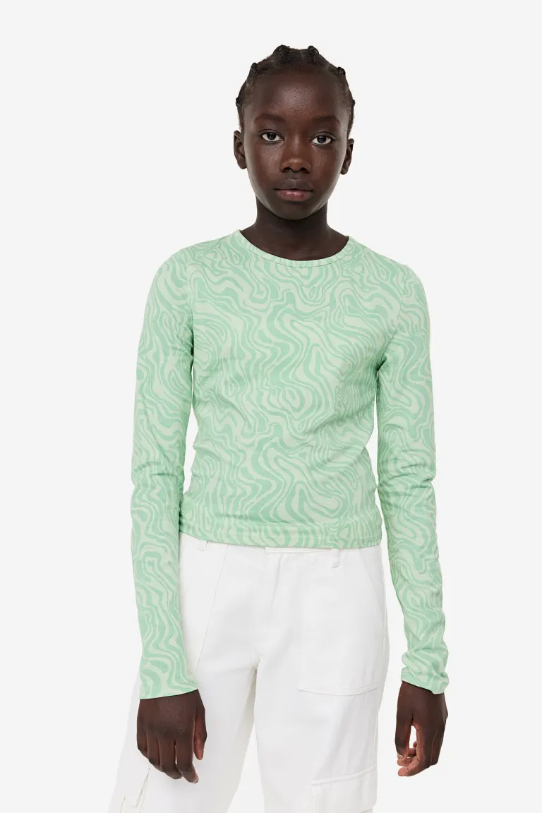 Блузка с принтом H&M, зеленый блузка с принтом и длинными рукавами 2 m зеленый