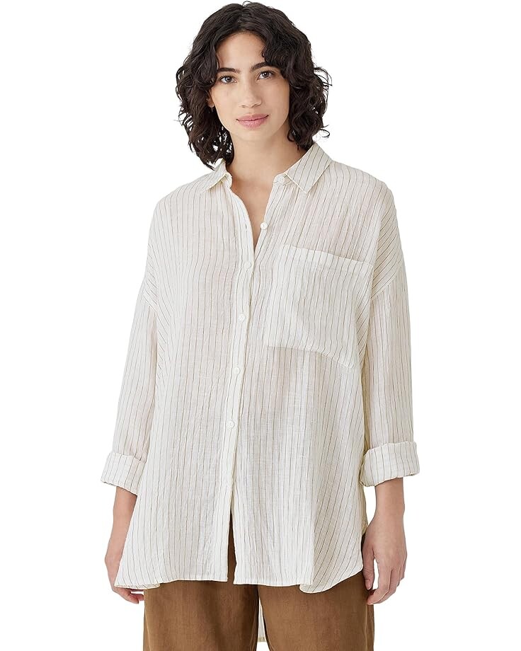

Рубашка Eileen Fisher Classic Collar Long, бронзовый