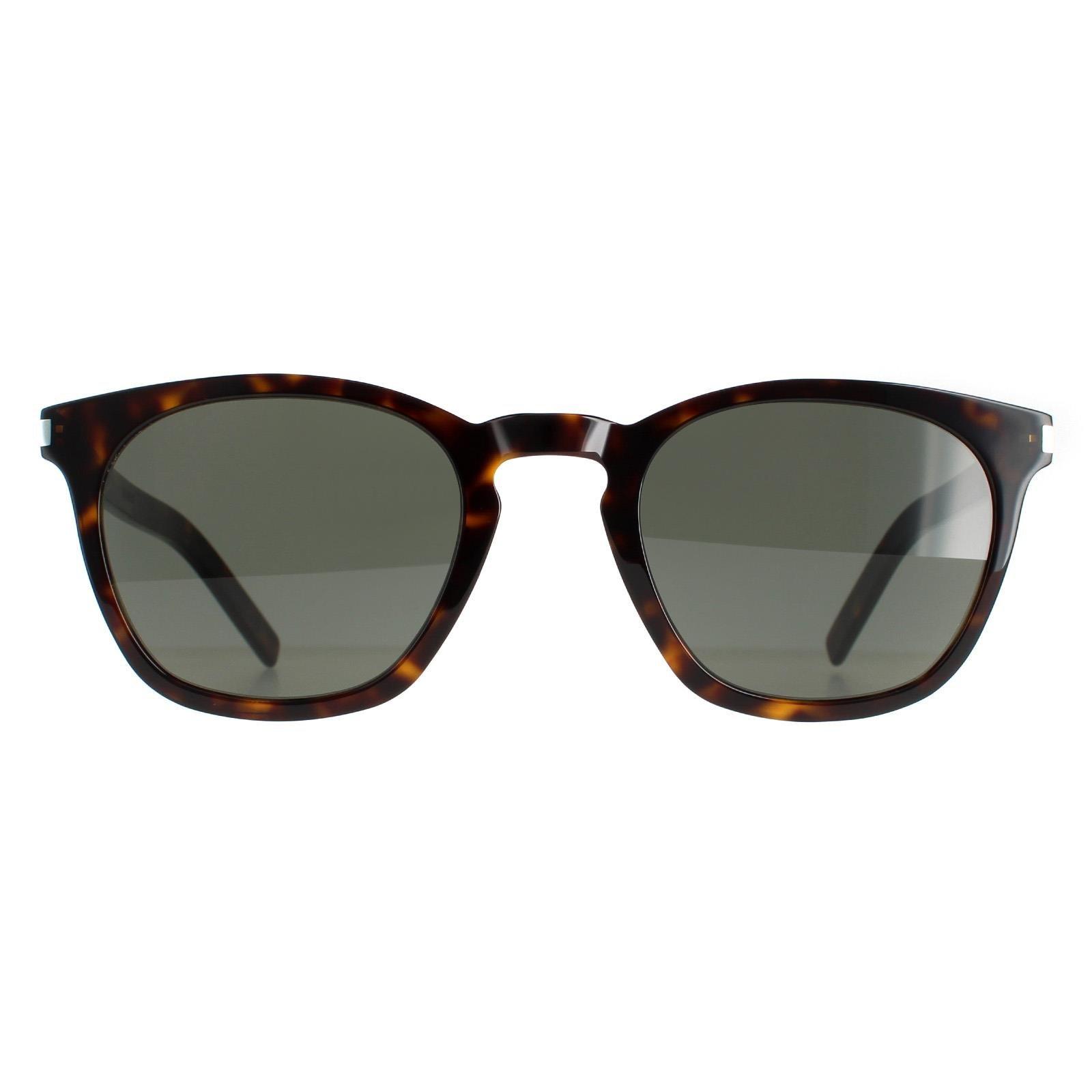 Солнцезащитные очки Square Dark Havana Grey SL 28 SLIM Saint Laurent, коричневый