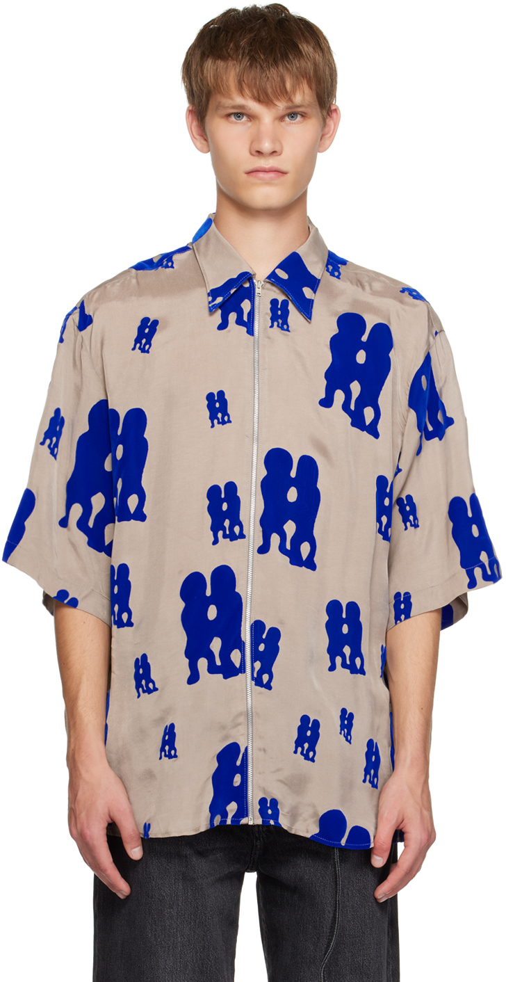 Бежевая валяная рубашка Синий/Хаки своими руками Acne Studios