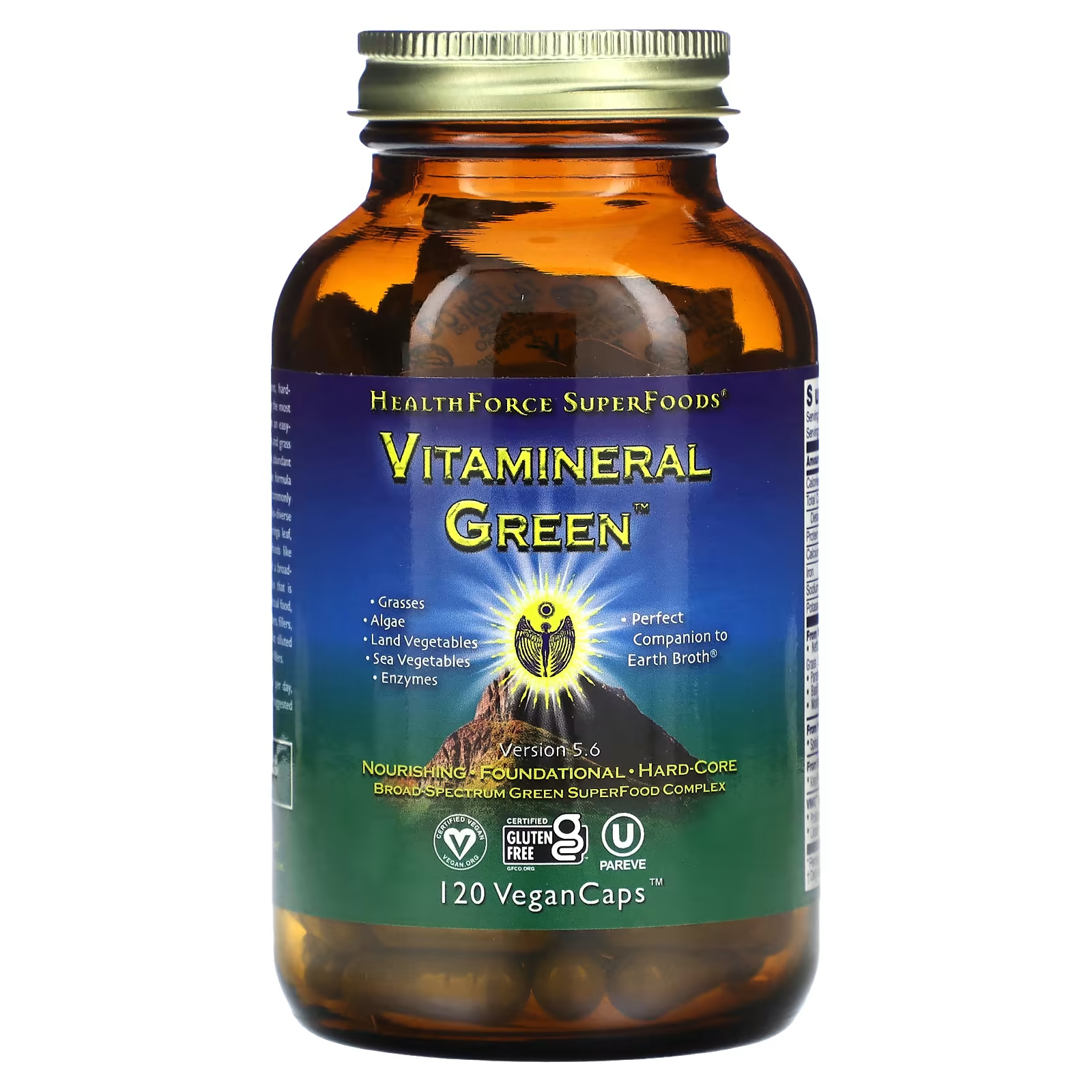Витаминный комплекс зеленый HealthForce Superfoods, 120 веганских капсул healthforce superfoods витаминный зеленый 150 г 5 3 унции
