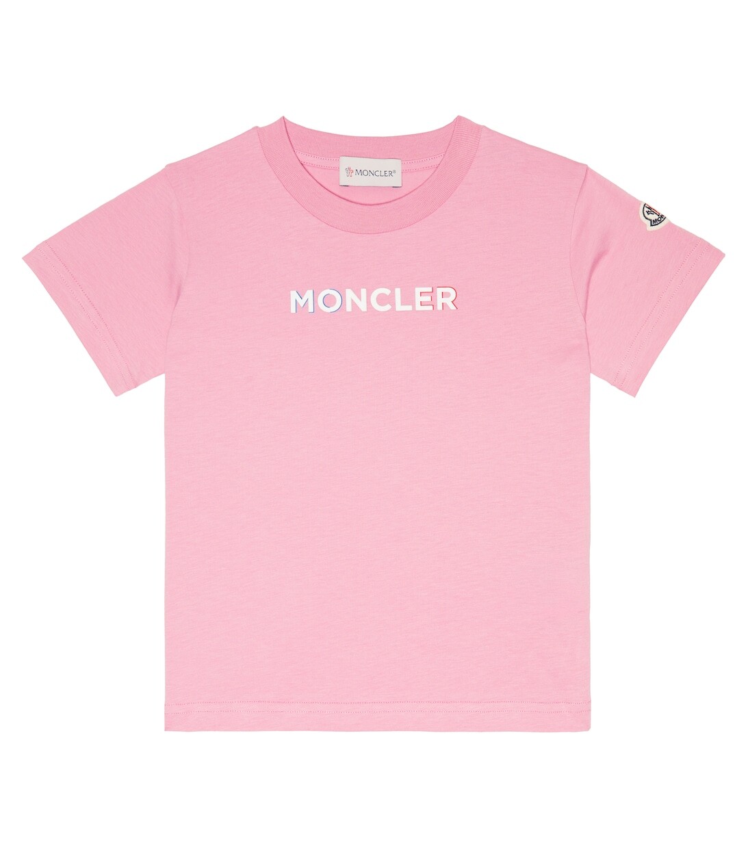 

Футболка из хлопкового джерси с логотипом Moncler Enfant, розовый