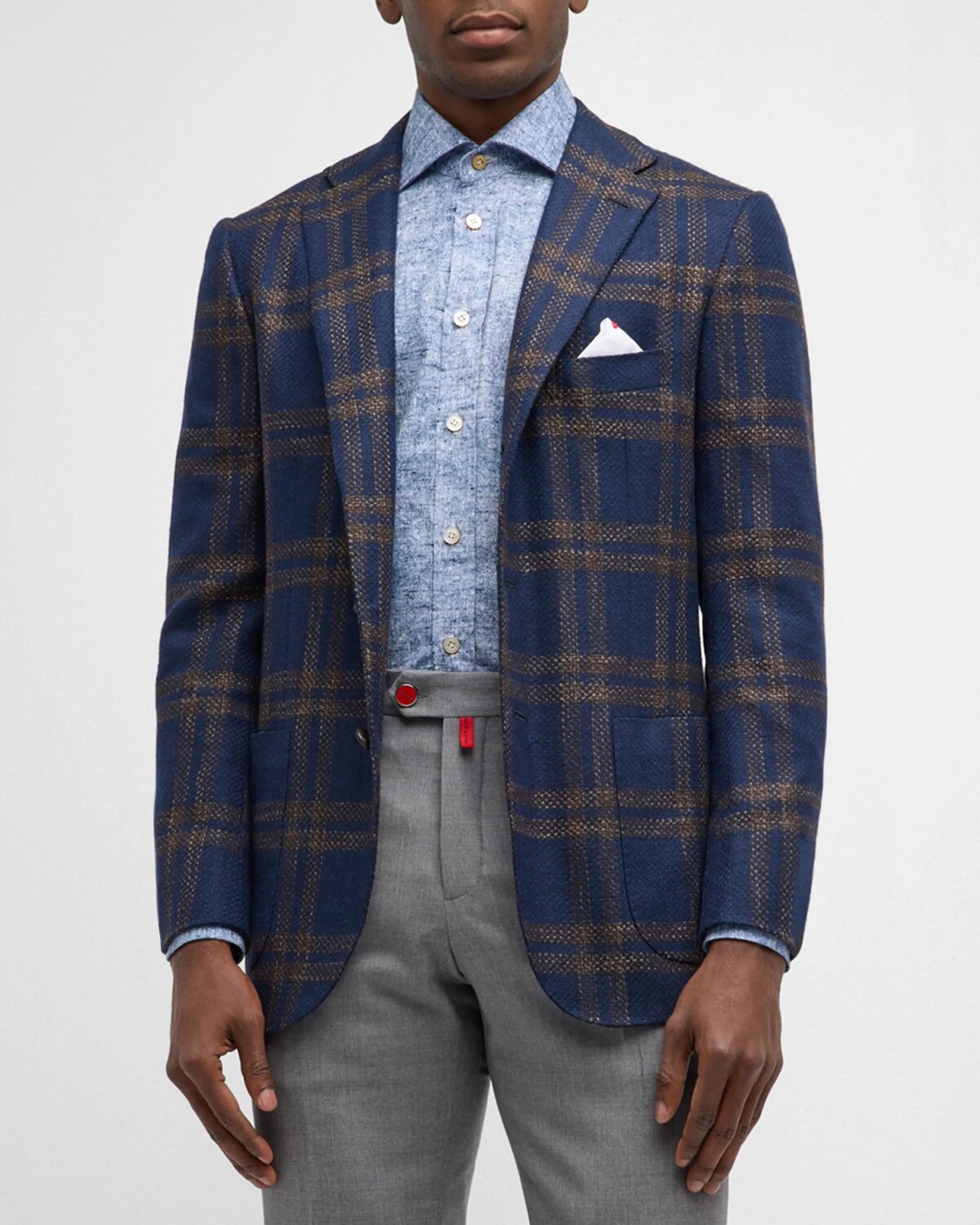 

Мужское спортивное пальто в крупную клетку Kiton, цвет Brown
