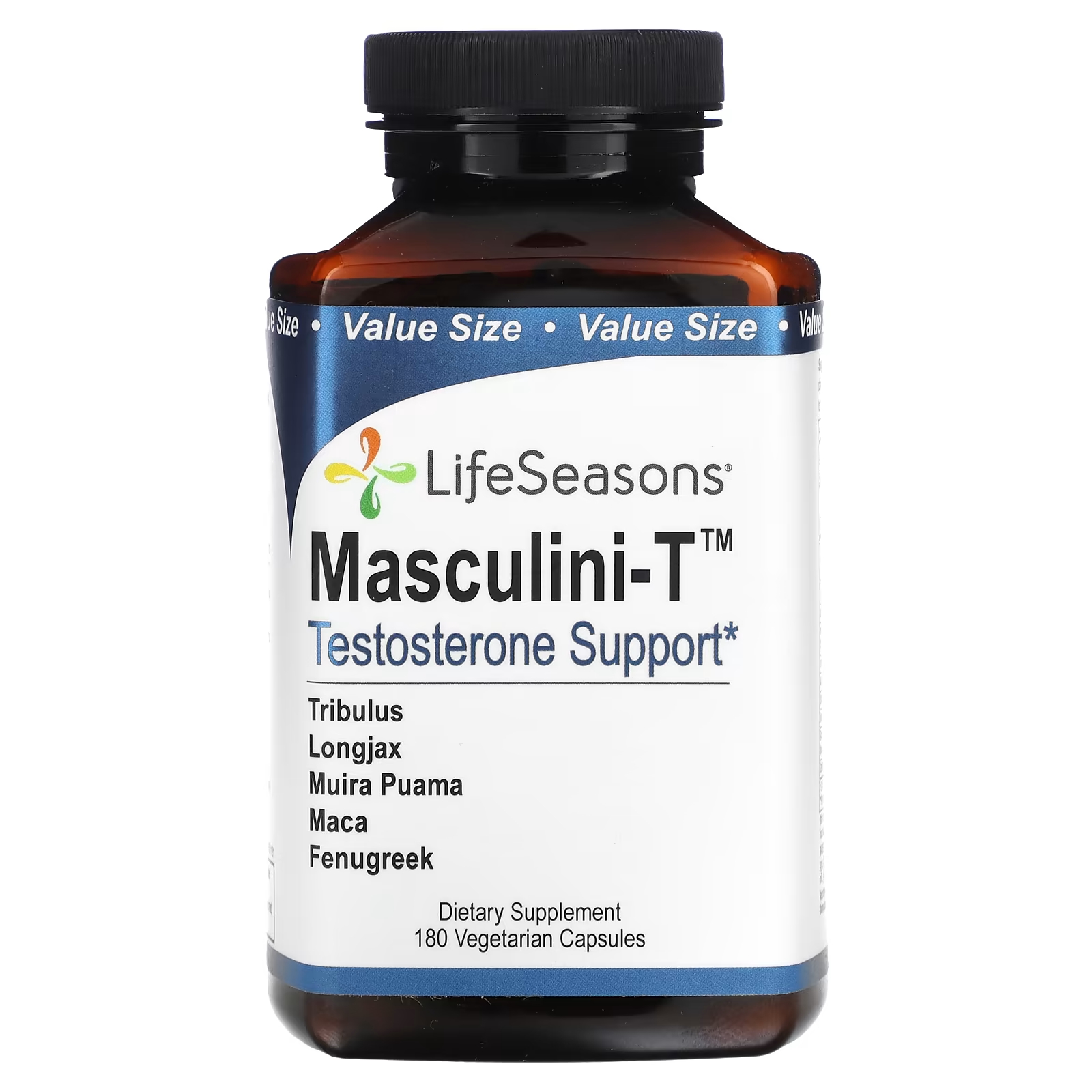 LifeSeasons Masculini-T Поддержка тестостерона 180 вегетарианских капсул lifeseasons adrenal t адреналиновая поддержка 60 вегетарианских капсул