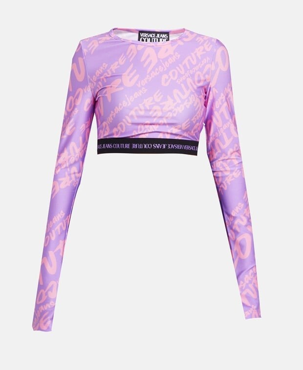 

Укороченный лонгслив Versace Jeans Couture, баклажаны
