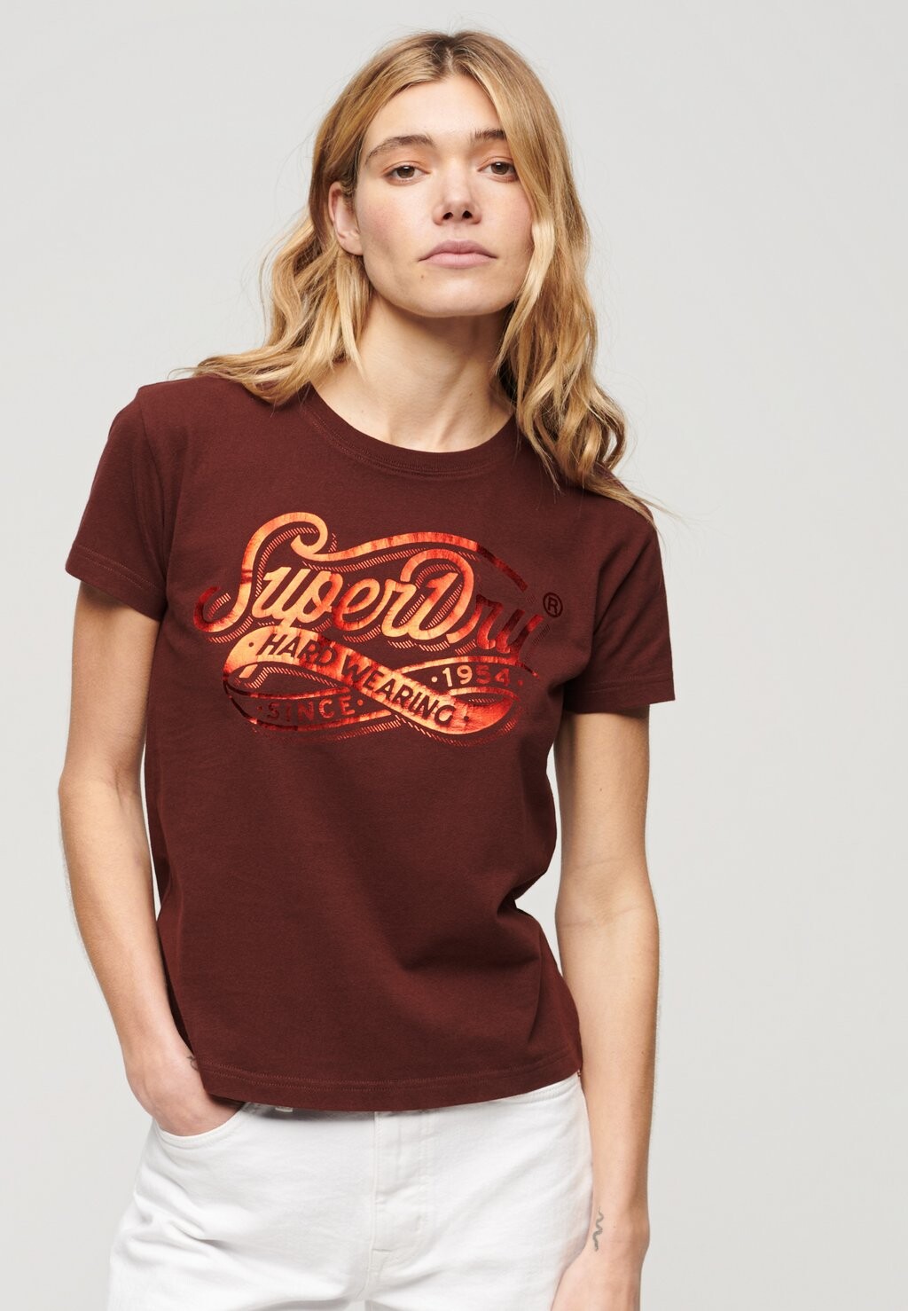 

Футболка с принтом FOIL WORKWEAR Superdry, коричневый