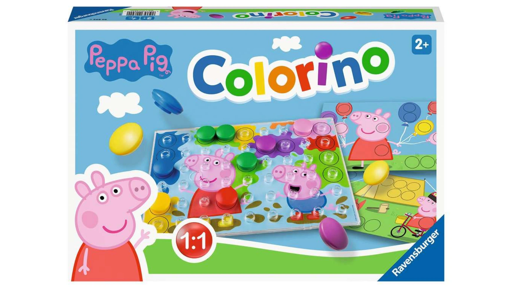 Ravensburger Spiele Свинка Пеппа Колорино, детская игра для изучения цветов, игра-мозаика, плагин, от 2 лет колорино