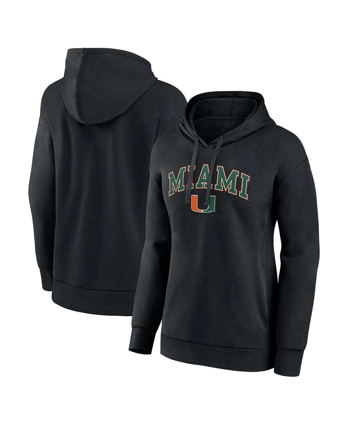 

Женский пуловер с капюшоном черного цвета с логотипом Miami Hurricanes Evergreen Campus Fanatics, черный