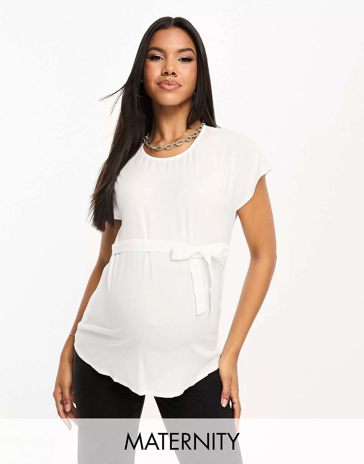 

Белая футболка с завязкой на талии Mamalicious Maternity Mama.licious, Белый
