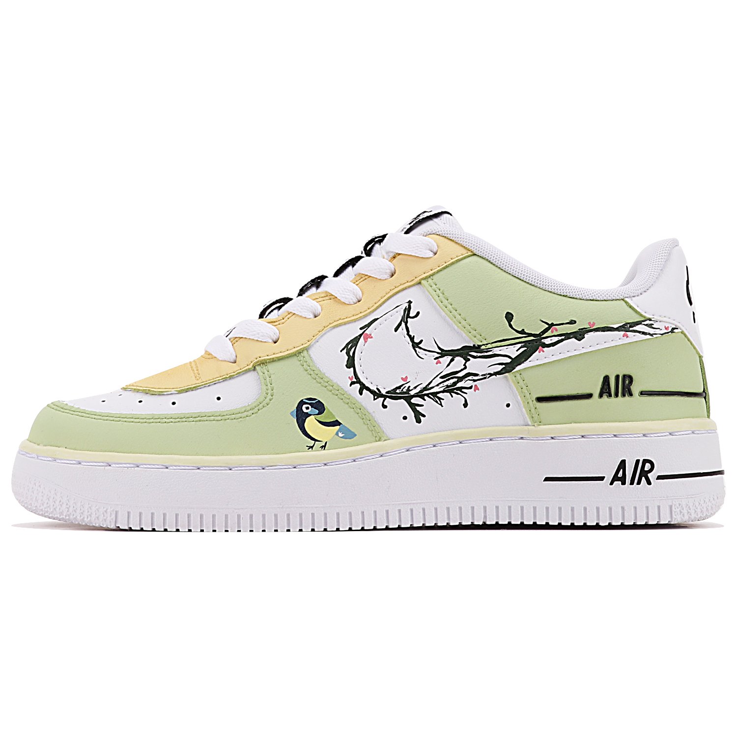 

Кроссовки Nike Air Force 1 Skateboarding Shoes Women's Low-top Green/white/yellow, зеленый