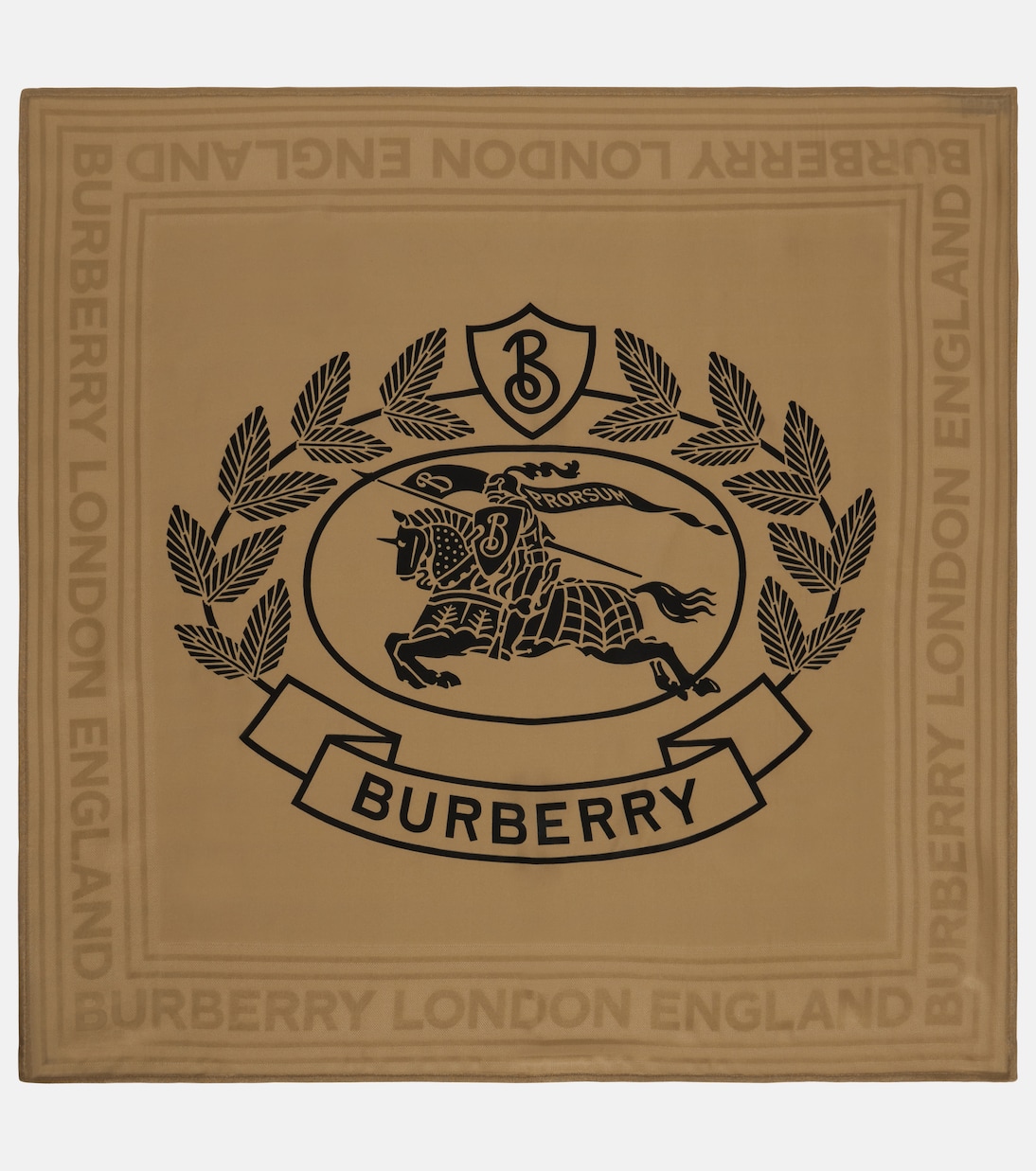 Шелковый шарф с принтом Burberry, бежевый