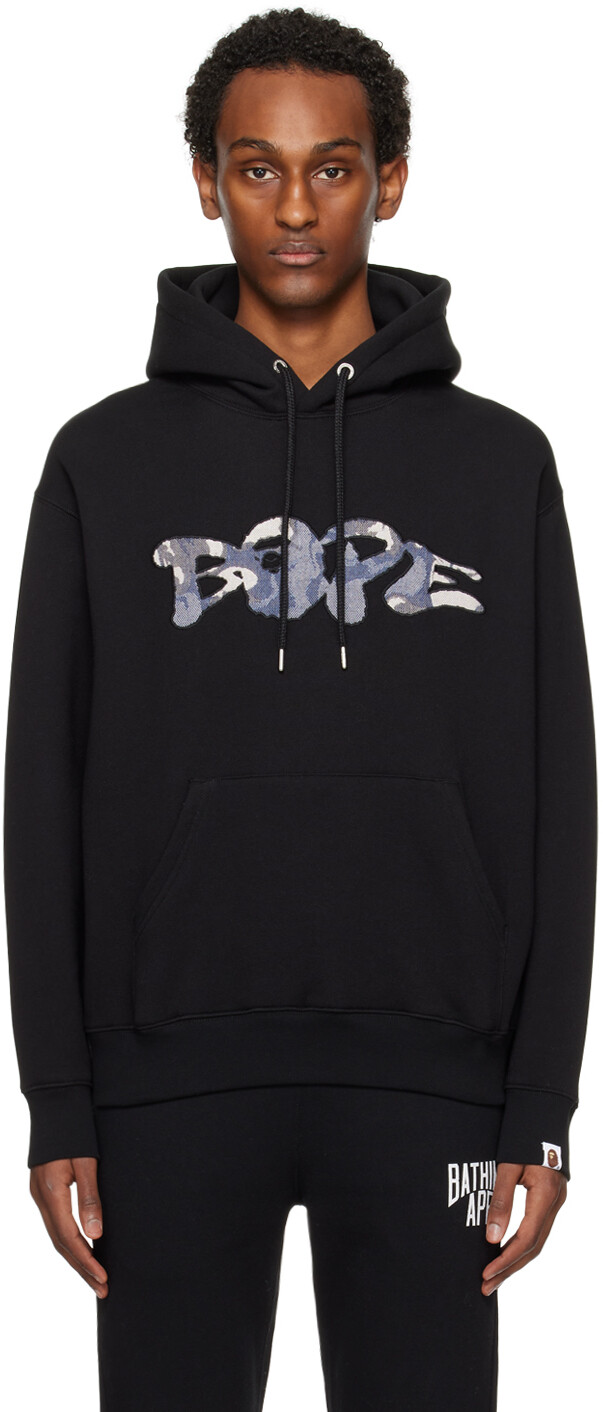 

Черный худи с вышивкой Bape