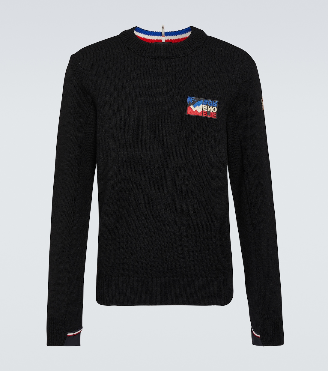 Свитер из смесовой шерсти Moncler Grenoble, черный свитер из смесовой шерсти в полоску с ребристым воротником moncler черный