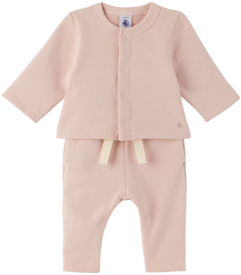 

Детский розовый комплект из кардигана и брюк для отдыха Petit Bateau
