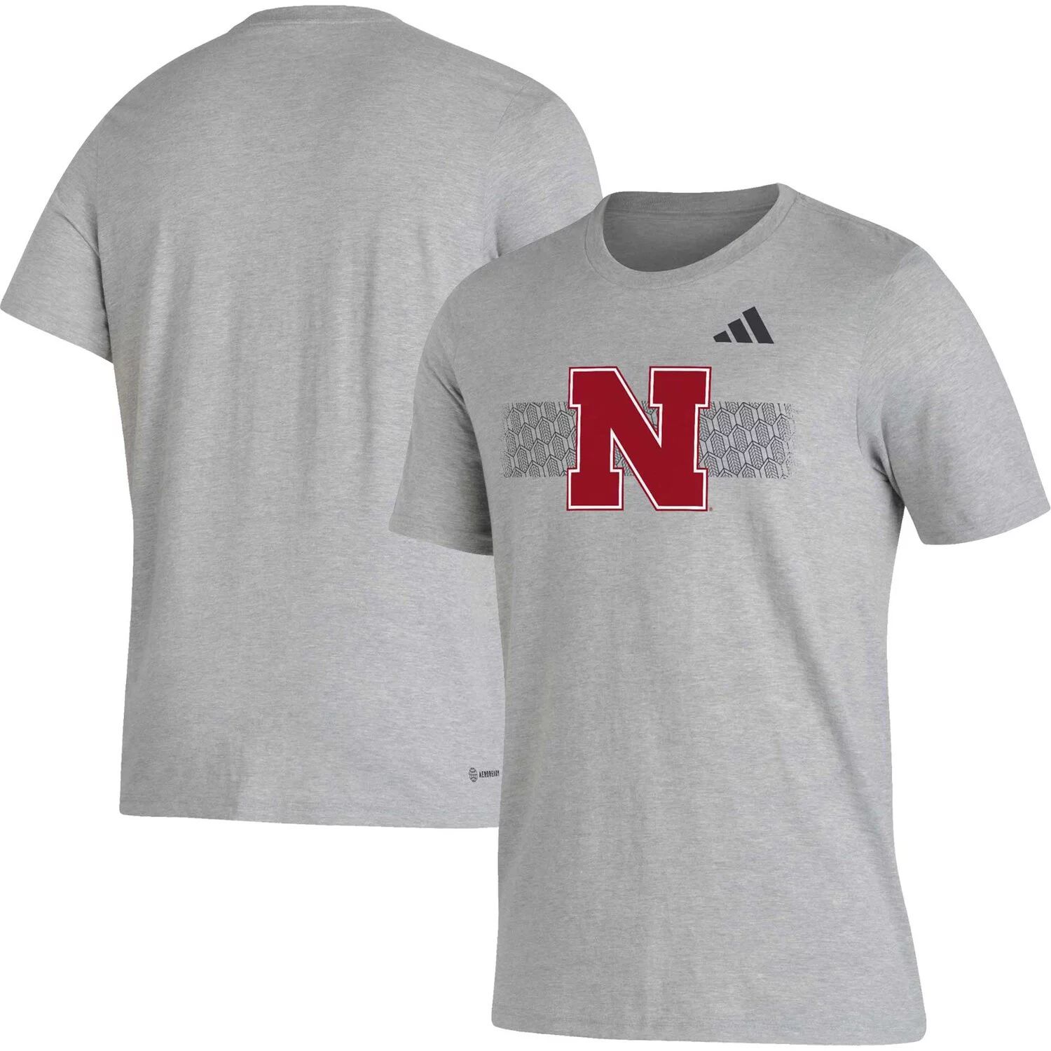 

Мужская футболка adidas Heather Grey Nebraska Huskers Pregame AEROREADY