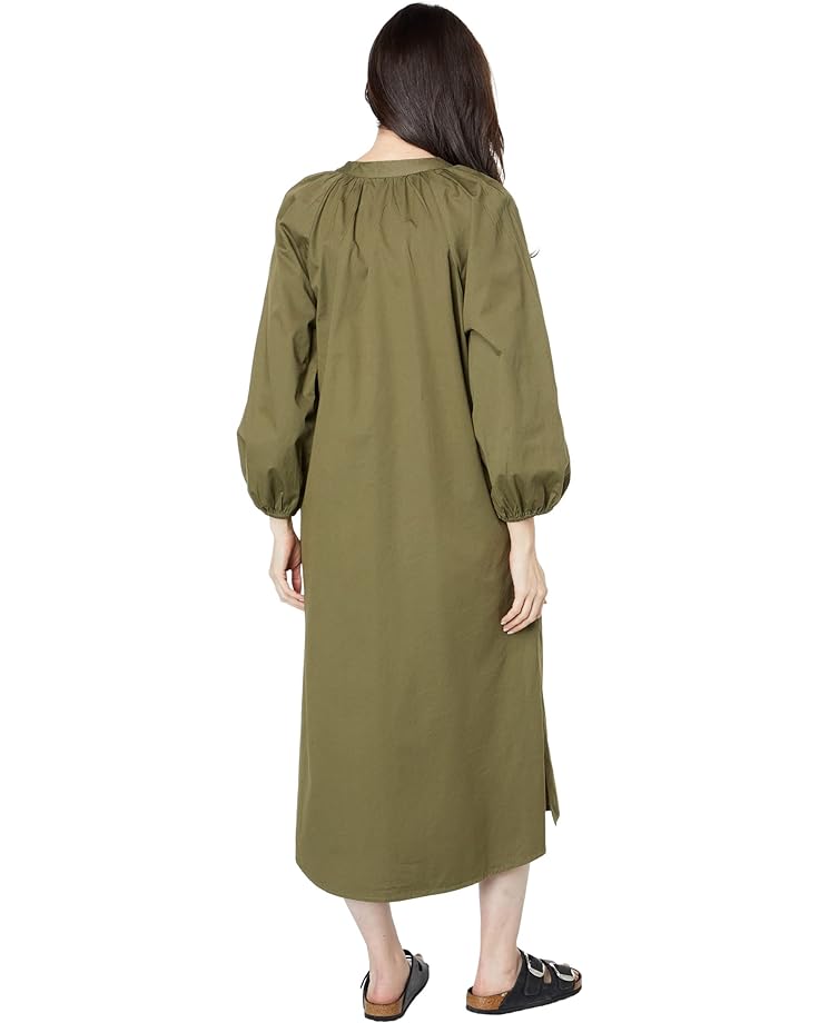 цена Платье SUNDRY Raglan Cotton Woven Henley Dress, цвет Fern