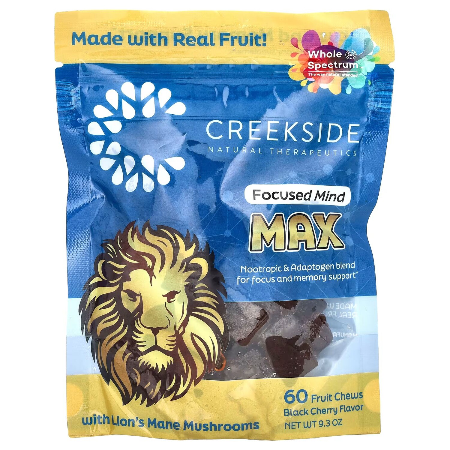 

Focused Mind, Max, черная вишня, 60 фруктовых жевательных конфет Creekside Natural Therapeutics