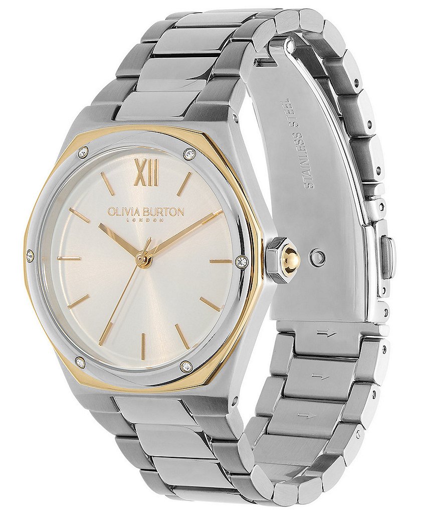 Женские спортивные роскошные кварцевые часы Olivia Burton с аналоговым браслетом из нержавеющей стали, серебро