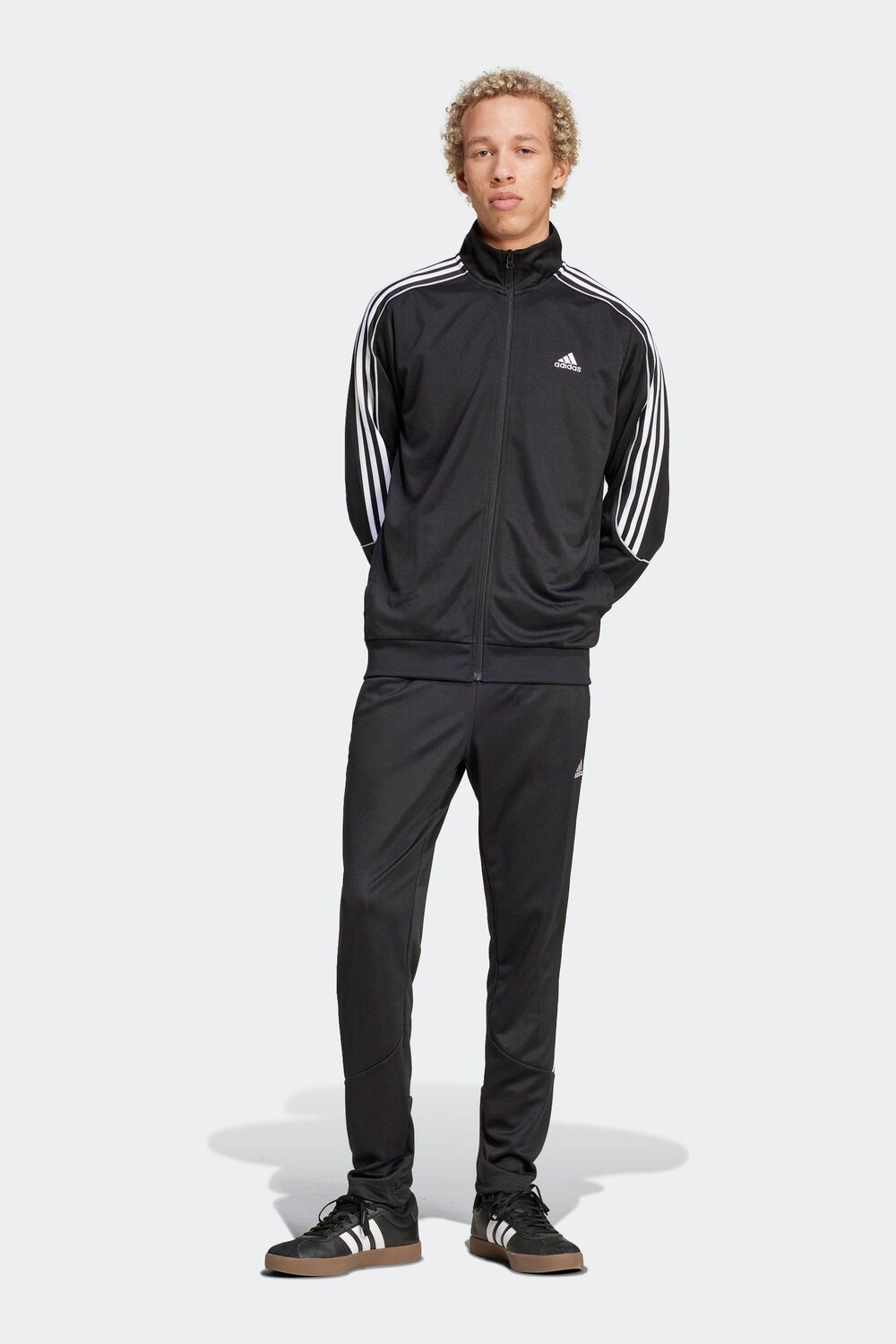 

Спортивный костюм с тремя полосками, двухслойный Adidas, черный