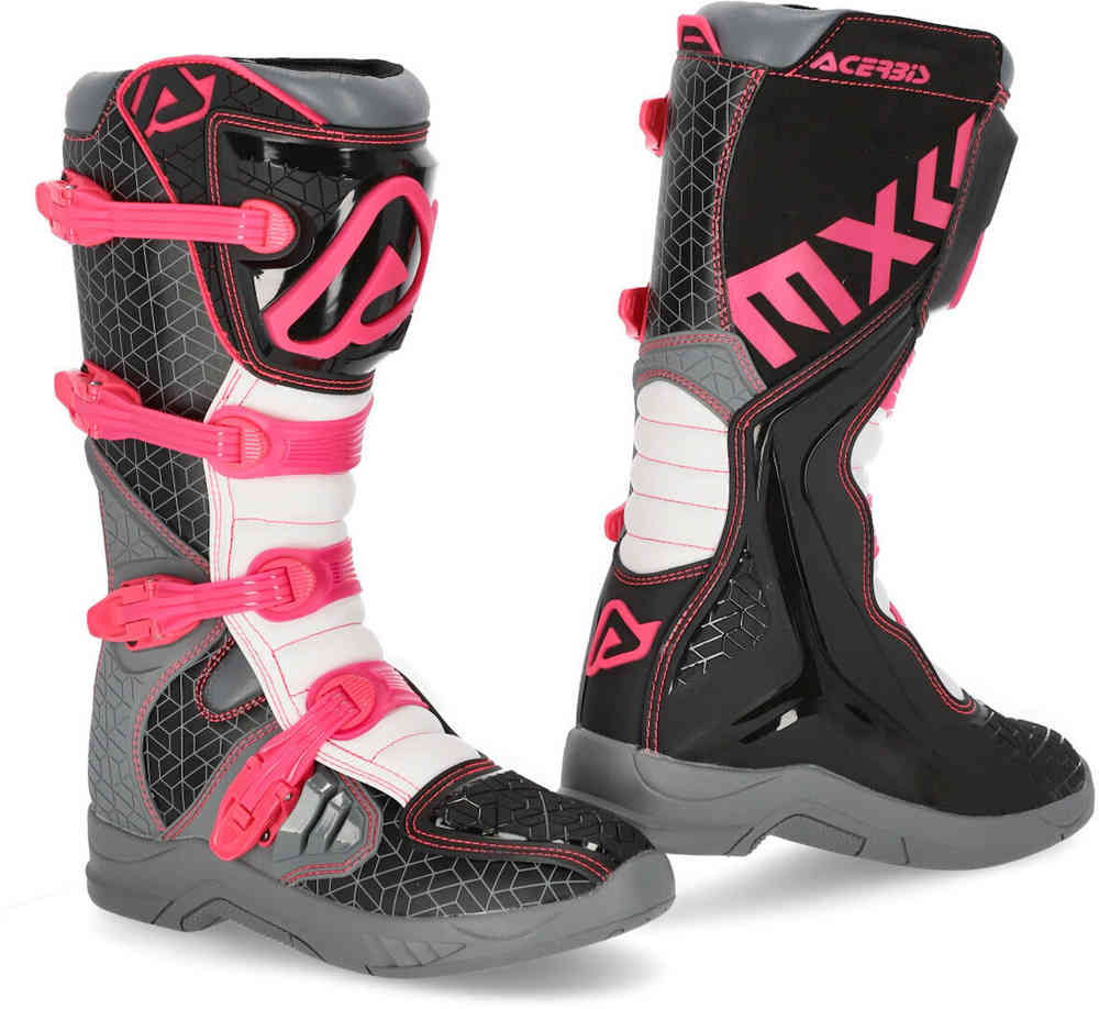 Ботинки для мотокросса X-Team Acerbis, черный/розовый
