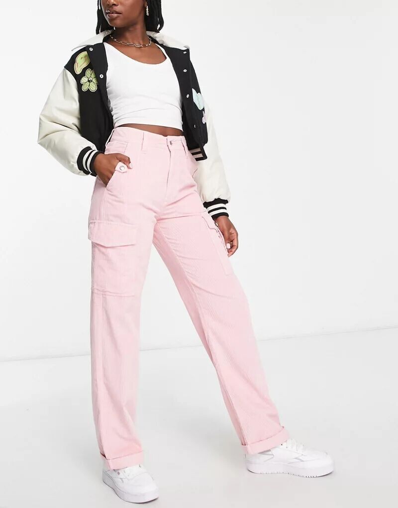 

Розовые вельветовые брюки карго Miss Selfridge