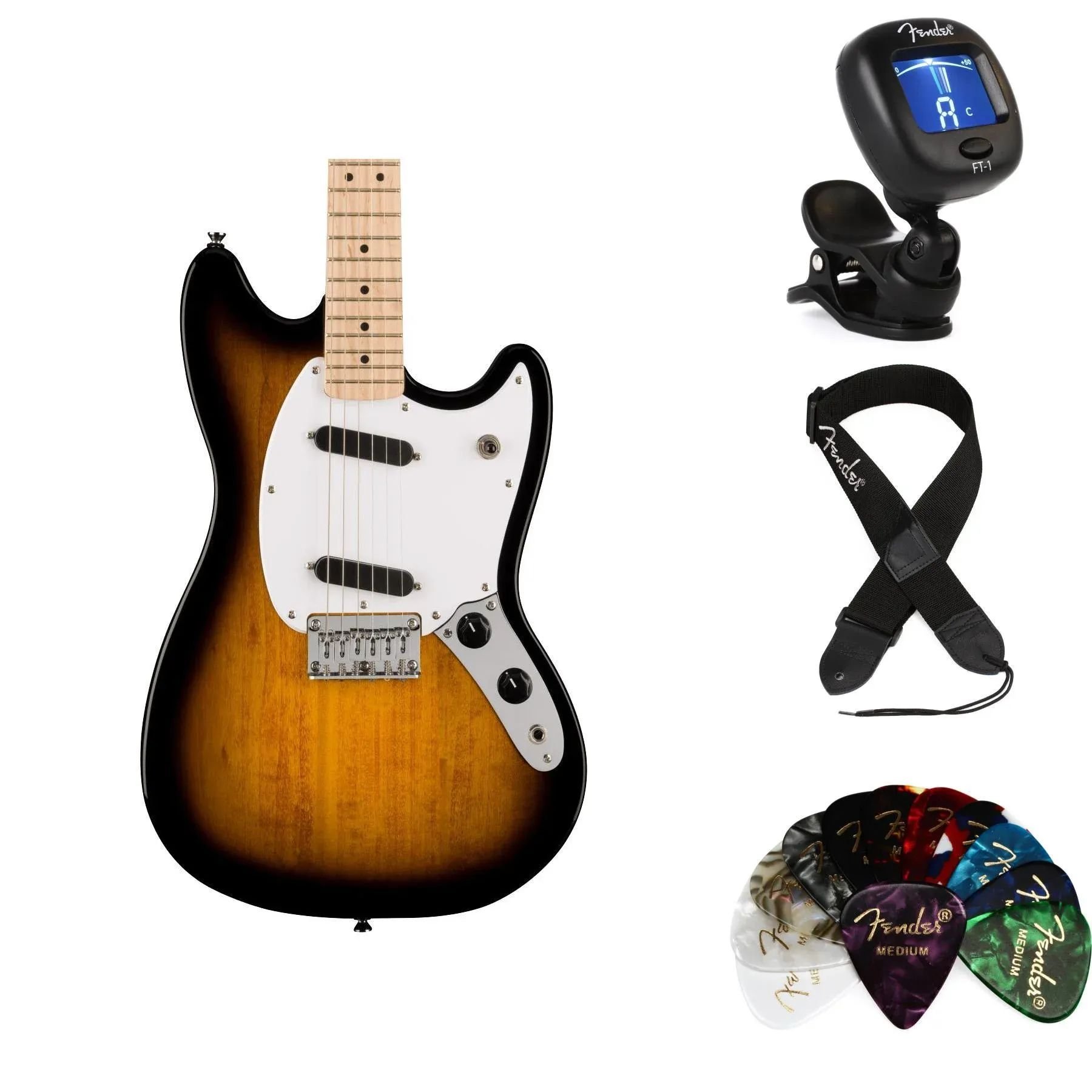 

Комплект предметов для электрогитары Squier Sonic Mustang Solidbody Essential — 2 цвета Sunburst