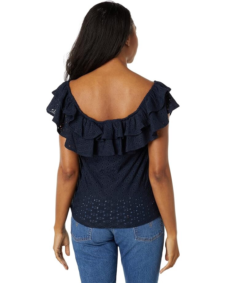 

Топ Tommy Hilfiger Off-the-Shoulder Eyelet Top, цвет Sky Captain