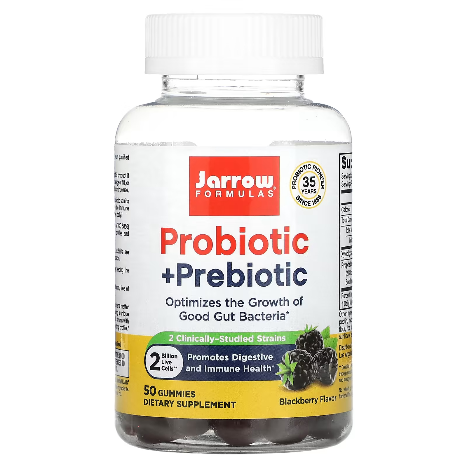 Jarrow Formulas Пробиотик + Пребиотик Blackberry 2 миллиарда 50 жевательных таблеток