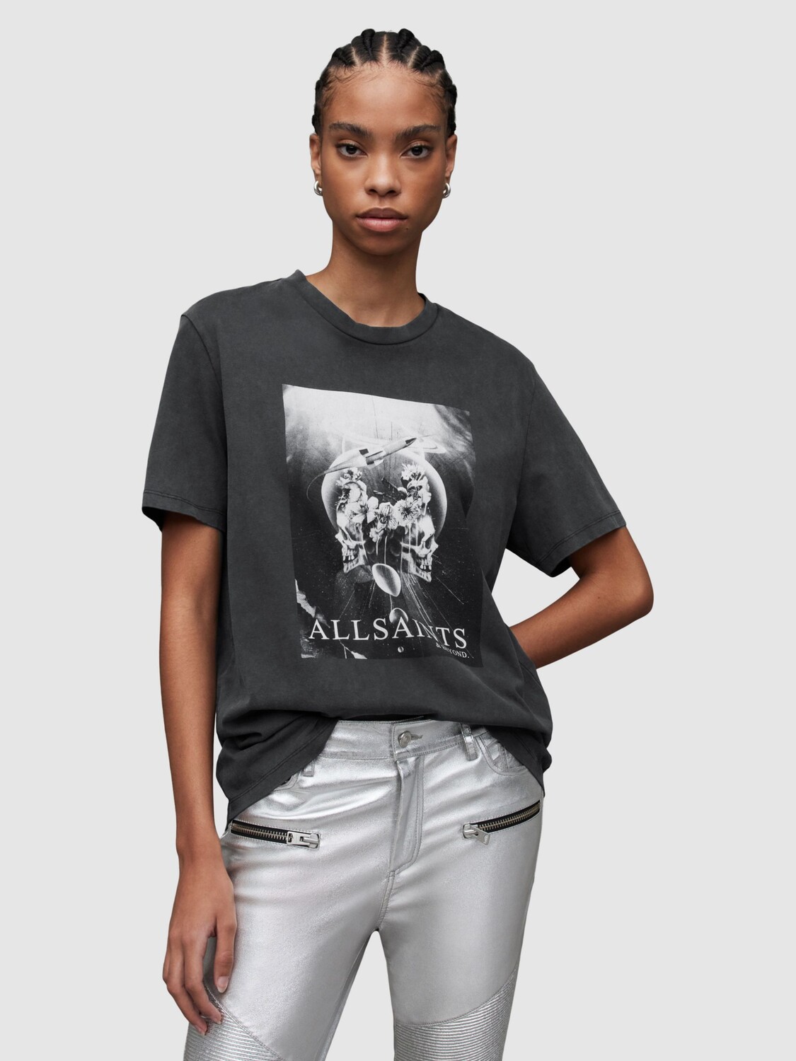 

Футболка бойфренда Interskulla AllSaints, мытый черный