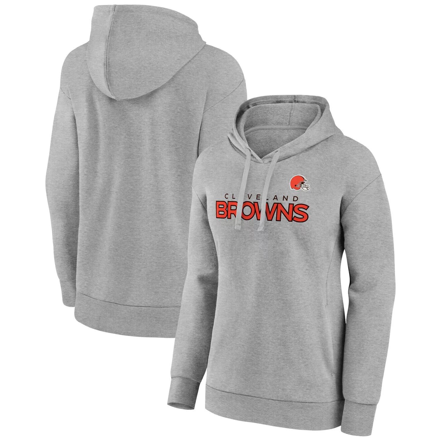 

Женский пуловер с капюшоном Fanatics серого цвета с принтом Heathered Cleveland Browns Checklist, перекрестный пуловер с v-образным вырезом Fanatics, Серый