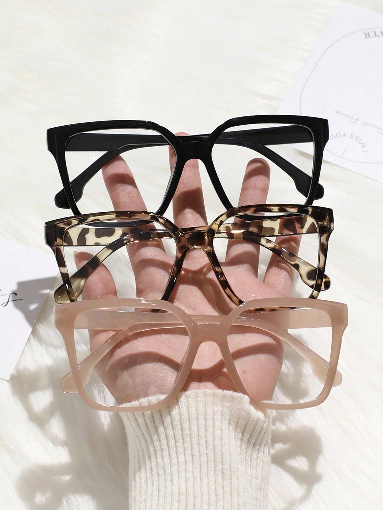 цена 3 шт. женские прозрачные очки в геометрической оправе