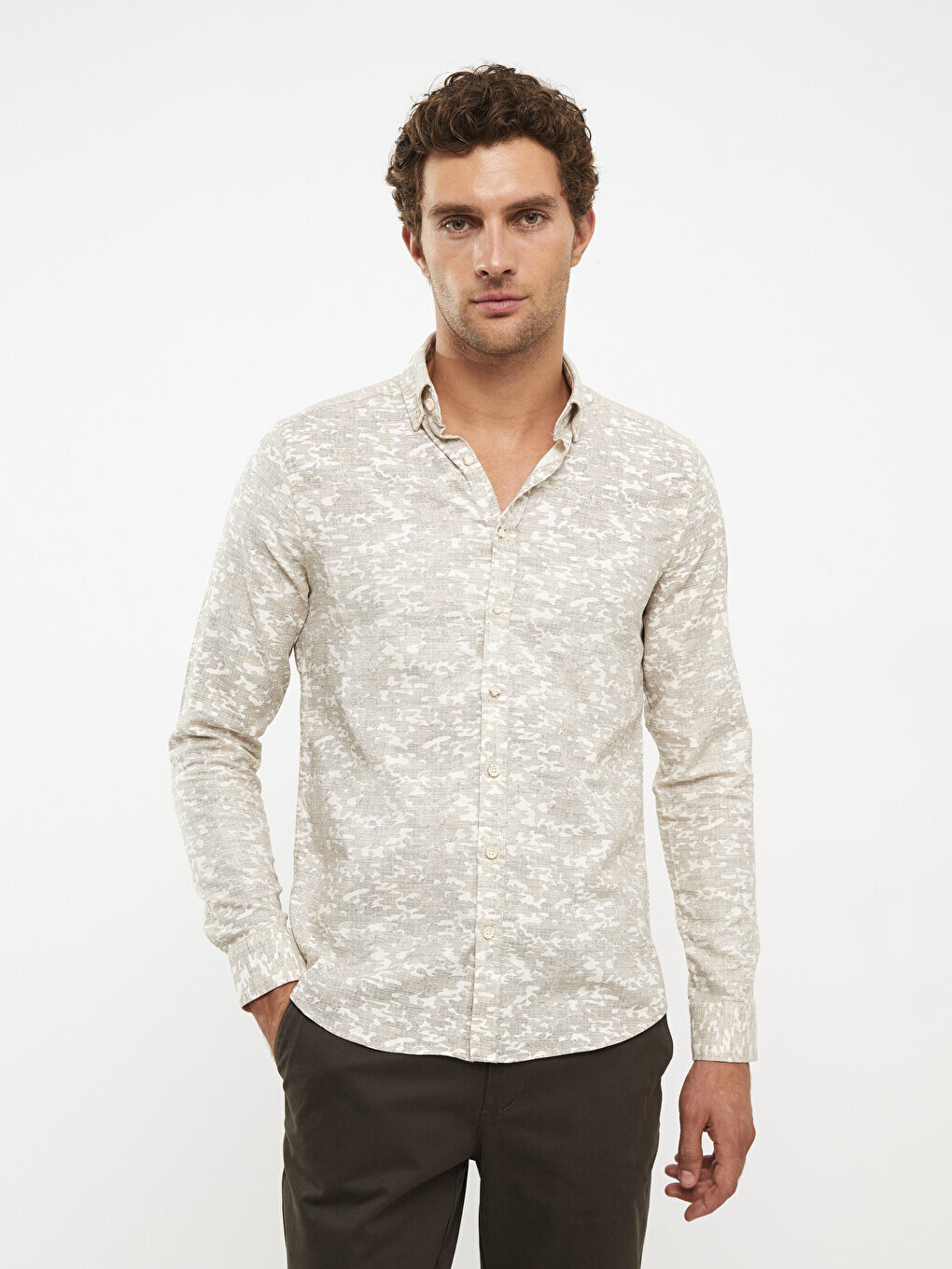 

Мужская рубашка Slim Fit с длинным рукавом и рисунком LCWAIKIKI Classic