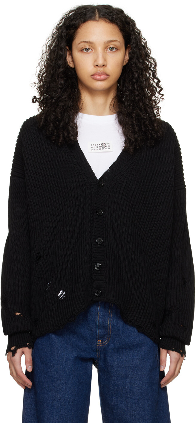 

Черный кардиган с нашивками Mm6 Maison Margiela