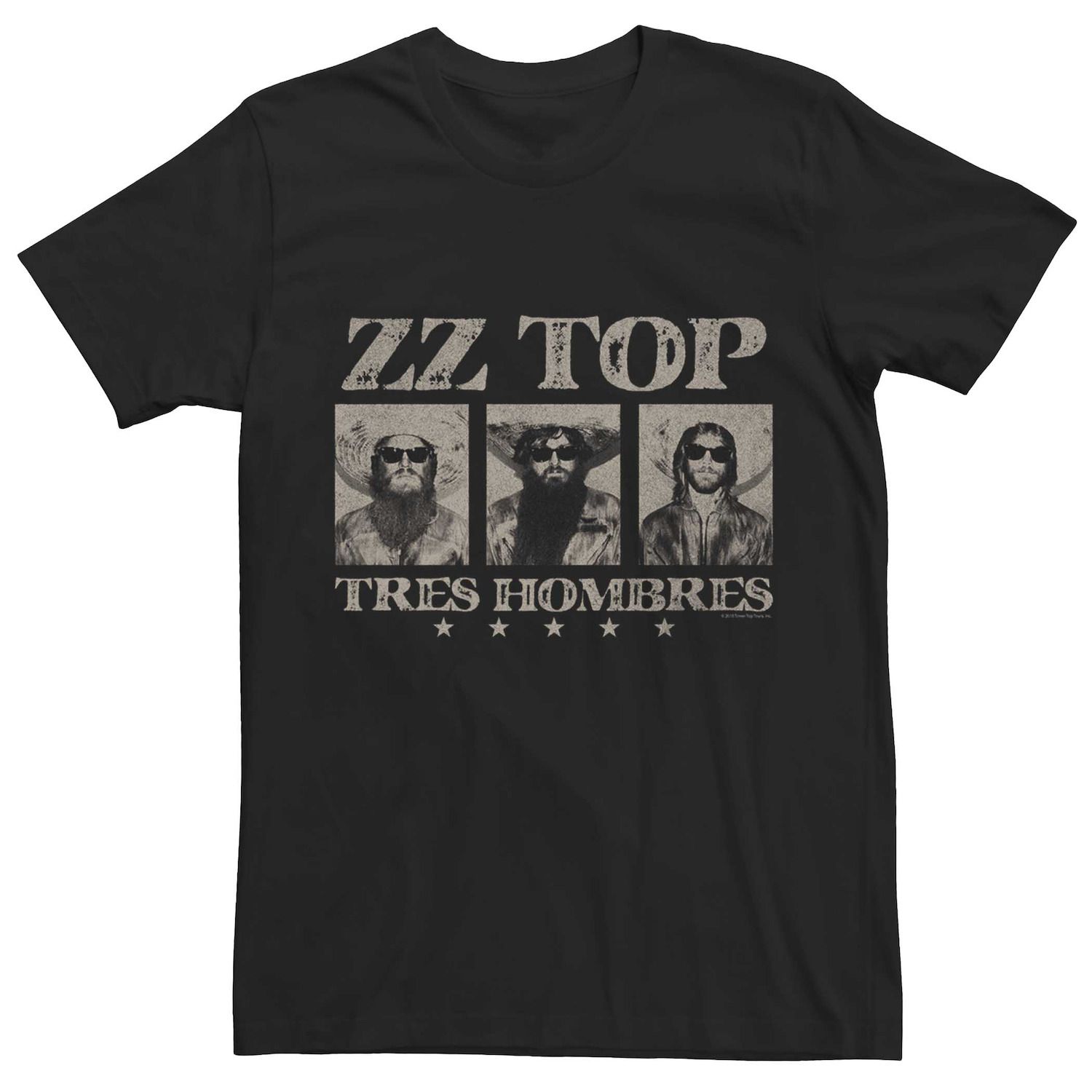 Мужская футболка ZZ Top Tres Hombres с потертостями и вставками в виде портрета Licensed Character, черный