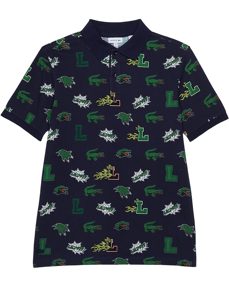 

Поло Lacoste Short Sleeve Iconic Heroes Graphic Cotton Polo, цвет Navy Blue