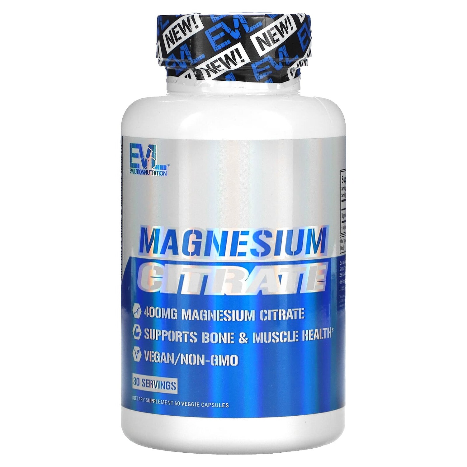 

Magnesium Citrate, 200 mg, 60 Veggie Capsules, EVLution Nutrition