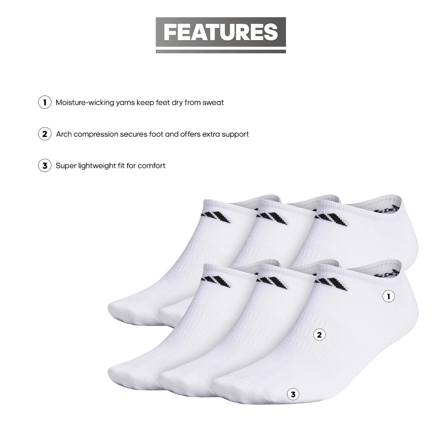 

Набор из 6 носков-непоказов Big & Tall Superlite II climalite adidas, черный