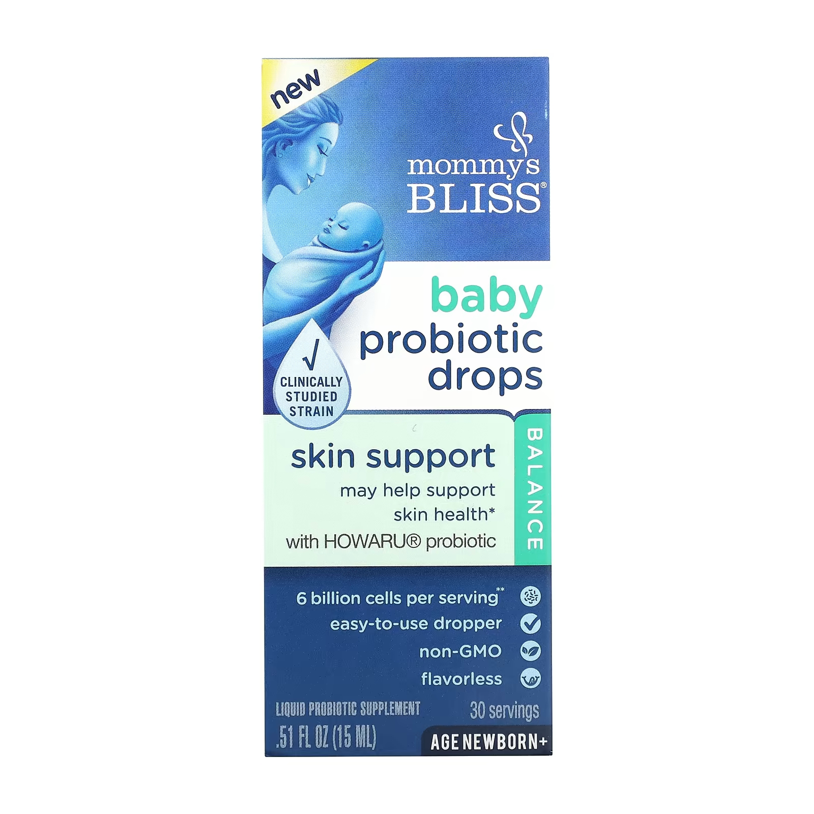 Детские капли Mommy's Bliss с пробиотиками кефирный продукт bio баланс classic fit с пробиотиком 0 1% 930 г