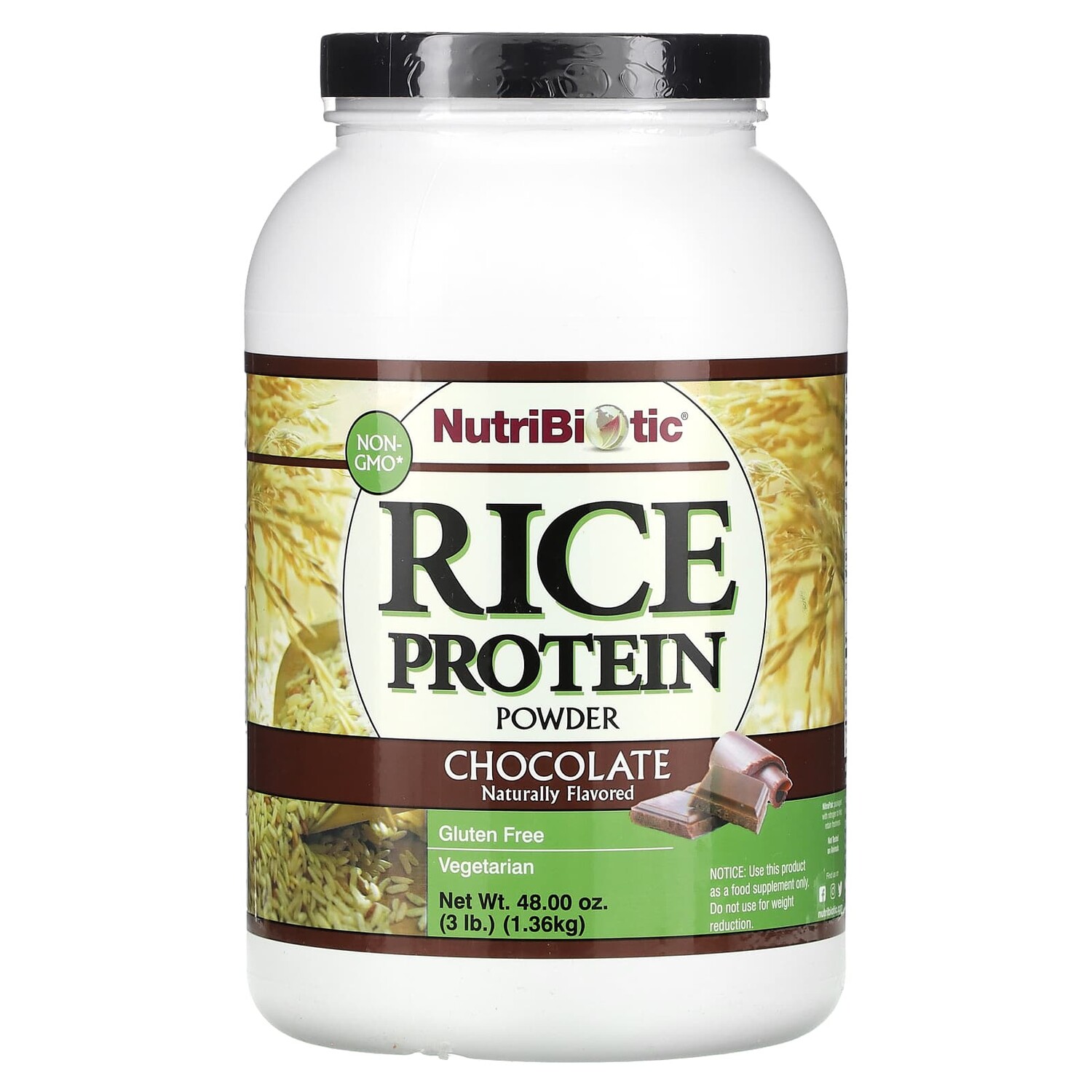 

Порошок из рисового протеина, шоколад, 1,36 кг (3 фунта), NutriBiotic