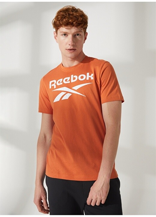 

Однотонная оранжевая мужская футболка с круглым вырезом Reebok, Оранжевый